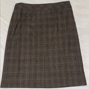 Le Chateau Wool Blend Brown and Black Plaid Pencil Skirt Knee-Length Work